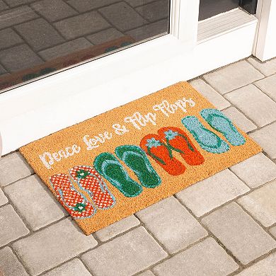 Storm Stopper Coir Peace Love & Flip Flops Doormat