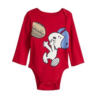 Baby Jumping Beans® Peanuts Snoopy Football Long Sleeve Lapped Shoulder Bodysuit