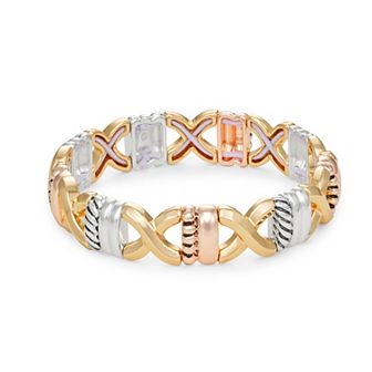 Napier Tri-Tone Mixed Stars Stretch Bracelet