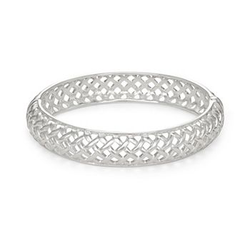 Napier Silver Tone Mixed Stars Bangle Bracelet