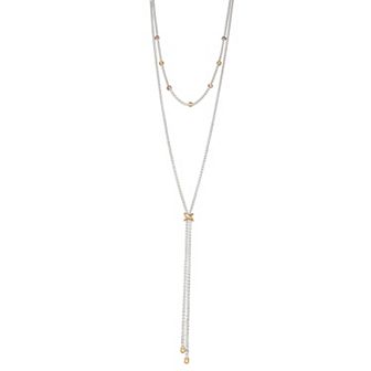 Napier Tri-Tone Mixed Stars Y-Necklace