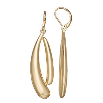 Napier Gold Tone Golden Waves Long Drop Earrings