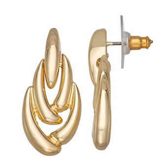 Napier Gold Tone Golden Waves Drop Earrings