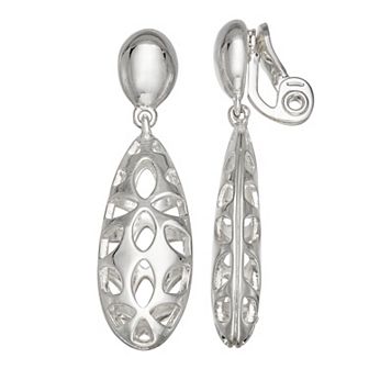 Napier Silver Tone Filigree Drop Clip-On Earrings