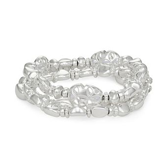 Napier 2 pc Silver Tone Stretch Bracelet Set