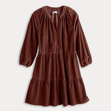 Petite Sonoma Goods For Life® Tiered Corduroy Mini Dress