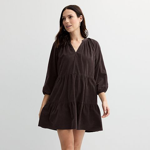 Женские платья Sonoma Goods For Life Petite Sonoma Goods For Life® Tiered Corduroy Mini Dress