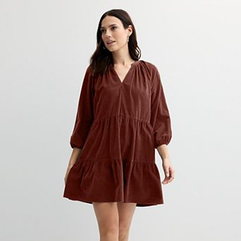 Petite Sonoma Goods For Life® Tiered Corduroy Mini Dress