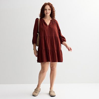 Plus Size Sonoma Goods For Life® Tiered Cord Dress