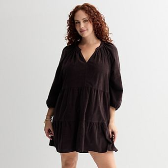 Plus Size Sonoma Goods For Life® Tiered Cord Dress