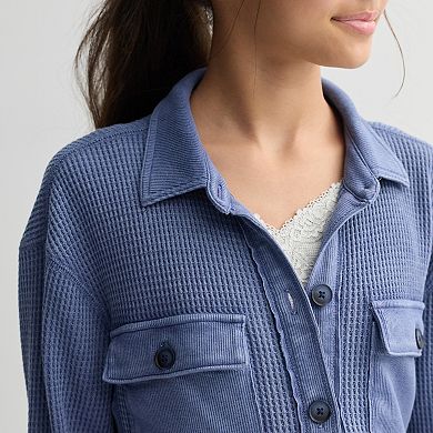 Girls 6-20 SO® Oversized Waffle Shirt in Plus Size