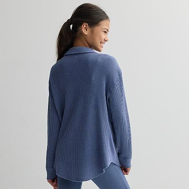 Girls 6-20 SO® Oversized Waffle Shirt in Plus Size