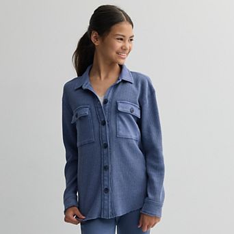 Girls 6-20 SO® Oversized Waffle Shirt in Regular & Plus Size