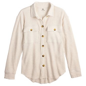 Girls 6-20 SO® Oversized Waffle Shirt in Regular & Plus Size