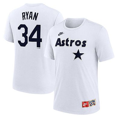 Men's Nike Nolan Ryan White Houston Astros Cooperstown Collection Name & Number Tri-Blend T-Shirt