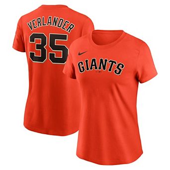 Women's Nike Justin Verlander Orange San Francisco Giants Fuse Name & Number T-Shirt