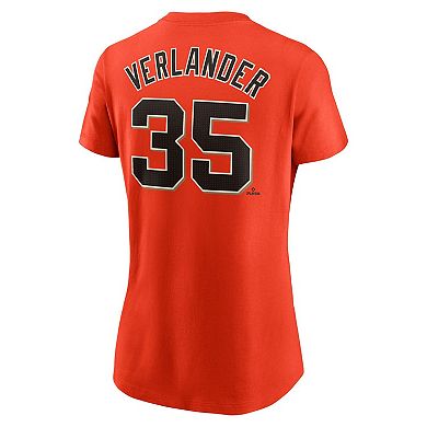 Women's Nike Justin Verlander Orange San Francisco Giants Fuse Name & Number T-Shirt