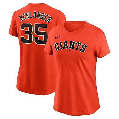 Women's Nike Justin Verlander Orange San Francisco Giants Fuse Name & Number T-Shirt