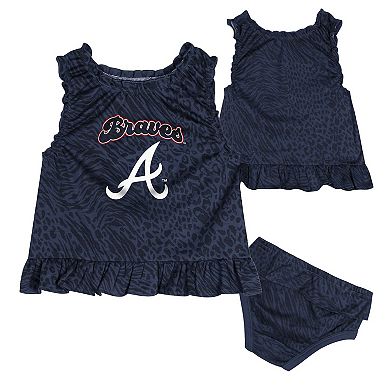Infant Navy Atlanta Braves Playground Dress & Bloomers Set