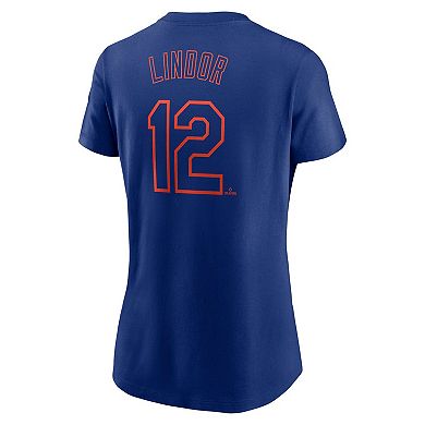 Women's Nike Francisco Lindor Royal New York Mets Fuse Name & Number T-Shirt