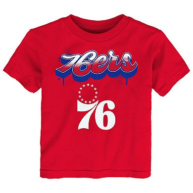 Youth Red Philadelphia 76ers Bubbly Script T-Shirt