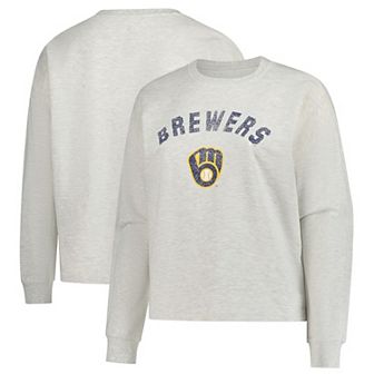 Women's Profile Oatmeal Milwaukee Brewers French Terry Pullover Sweatshirt