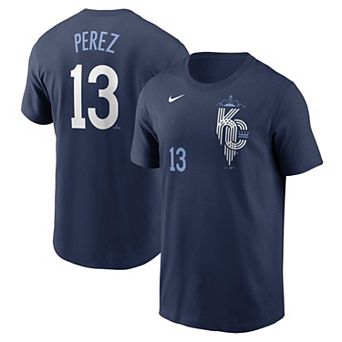 Men's Nike Salvador Perez Navy Kansas City Royals 2024 City Connect Fuse Name & Number T-Shirt