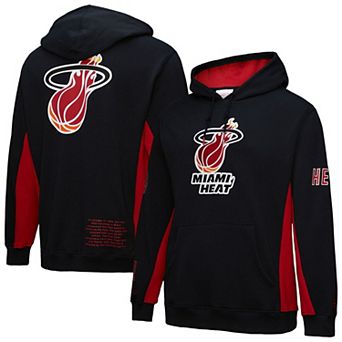 Men's Mitchell & Ness Black Miami Heat Hardwood Classics Team Origins Fleece Pullover Hoodie