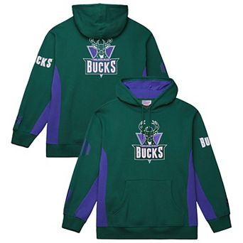 Men's Mitchell & Ness Green Milwaukee Bucks Hardwood Classics Team Origins Fleece Pullover Hoodie