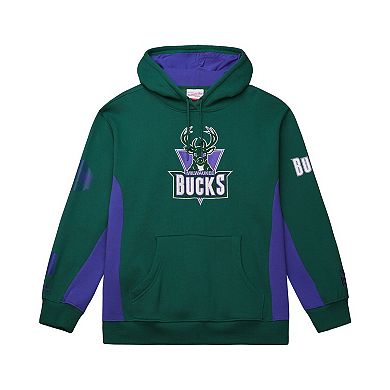 Men's Mitchell & Ness Green Milwaukee Bucks Hardwood Classics Team Origins Fleece Pullover Hoodie