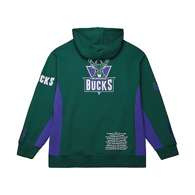 Men's Mitchell & Ness Green Milwaukee Bucks Hardwood Classics Team Origins Fleece Pullover Hoodie