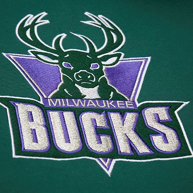 Men's Mitchell & Ness Green Milwaukee Bucks Hardwood Classics Team Origins Fleece Pullover Hoodie