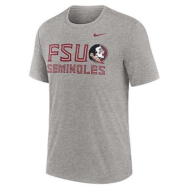 Men's Nike Heather Gray Florida State Seminoles Campus Local Tri-Blend T-Shirt