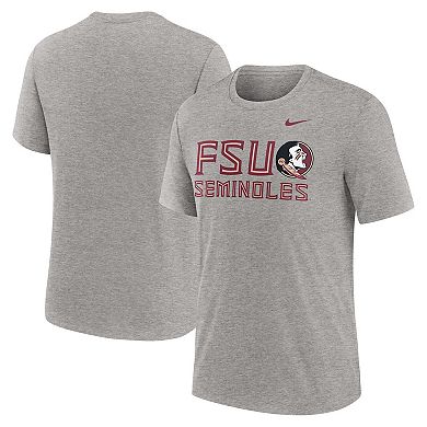 Men's Nike Heather Gray Florida State Seminoles Campus Local Tri-Blend T-Shirt