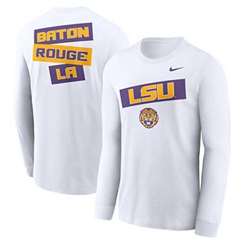 Men's Nike White LSU Tigers Two-Hit Classic Location Long Sleeve T-Shirt