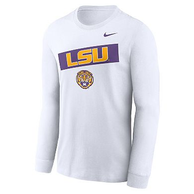 Men's Nike White LSU Tigers Two-Hit Classic Location Long Sleeve T-Shirt