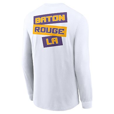 Men's Nike White LSU Tigers Two-Hit Classic Location Long Sleeve T-Shirt