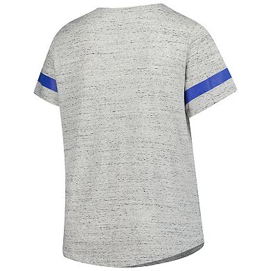 Women's Profile Heather Gray Chicago Cubs Raglan Lace-Up Fleck T-Shirt