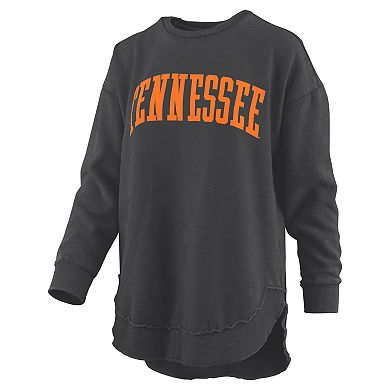 Women's Pressbox Black Tennessee Volunteers Melange Poncho Vintage Fleece Long Sleeve Pullover Sweatshirt