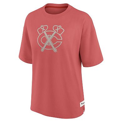 Women's Fanatics Red Chicago Blackhawks Oversized Elements Raw Edge Future Ground T-Shirt