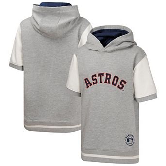 Youth Heather Gray Houston Astros Line Up Short Sleeve Pullover Hoodie