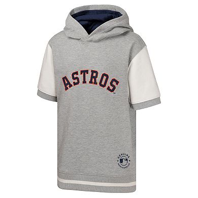 Youth Heather Gray Houston Astros Line Up Short Sleeve Pullover Hoodie