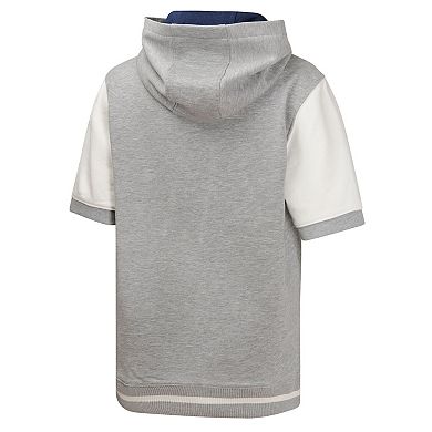 Youth Heather Gray Houston Astros Line Up Short Sleeve Pullover Hoodie