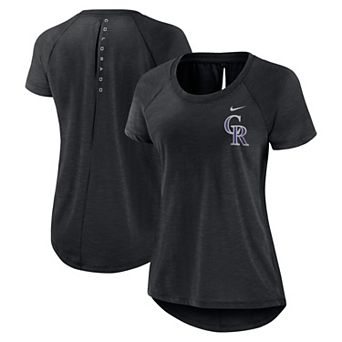 Women's Nike Heather Black Colorado Rockies Summer Breeze Raglan Fashion T-Shirt
