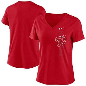 Women's Nike Red Washington Nationals Local Team Tri-Blend V-Neck T-Shirt