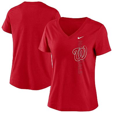 Women's Nike Red Washington Nationals Local Team Tri-Blend V-Neck T-Shirt