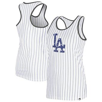 Women's New Era White Los Angeles Dodgers Gameday Pinstripe Tank Top