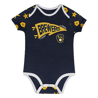 Infant Navy Milwaukee Brewers On Deck 2-Piece Diaper Cover Set
