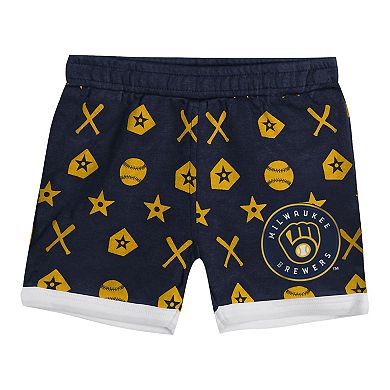 Infant Navy Milwaukee Brewers On Deck 2-Piece Diaper Cover Set