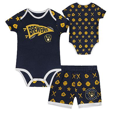 Infant Navy Milwaukee Brewers On Deck 2-Piece Diaper Cover Set